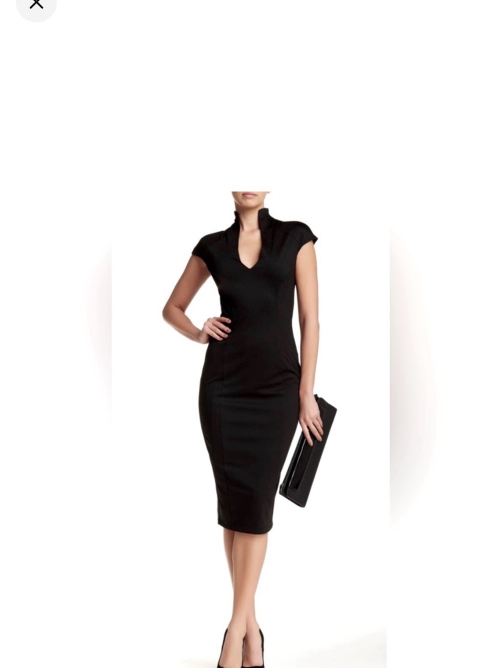 Alexia Admor size Large Elegant Black Cap-Sleeve Sheath Dress